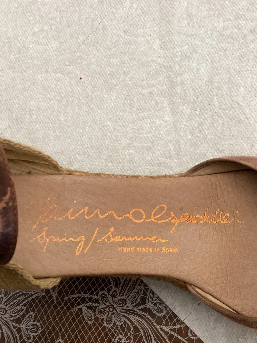 Hand made Suede Tan Espadrille Wedge Sandals with Ankle Strap